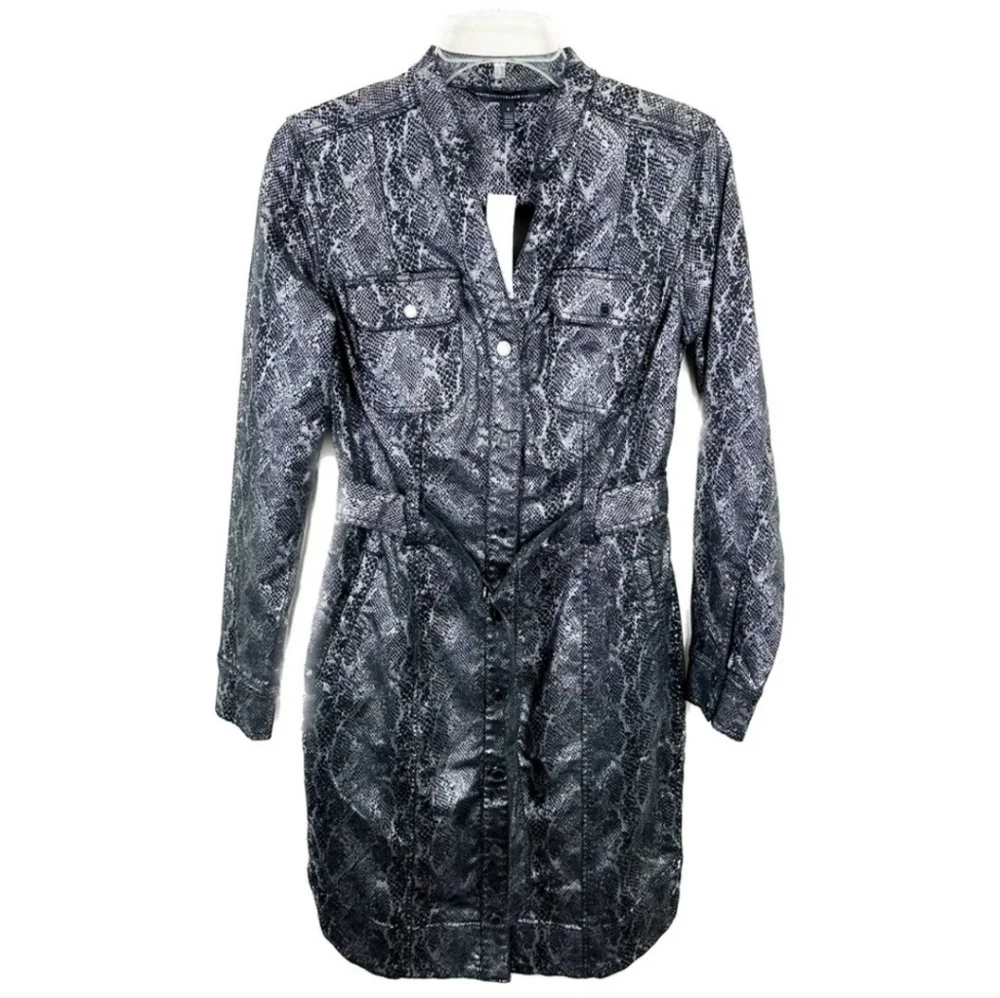 NWT White House Black Market foil reptile dress Size 4 Color:black/silver - Picture 4 of 11